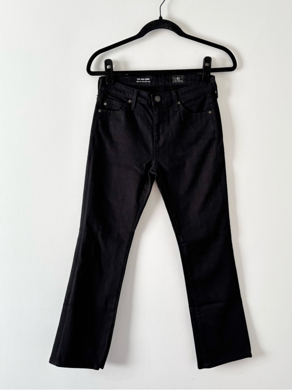 AG Adriano Goldschmied The Jodi Crop High-Rise Slim Flare Crop Black Denim Jeans